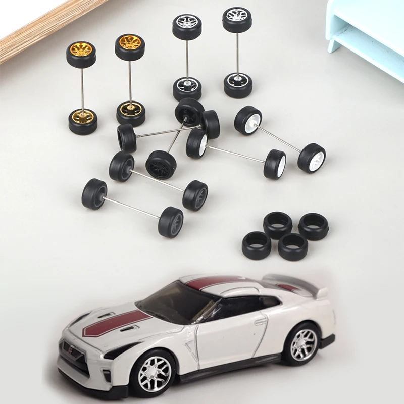 

1/64 Model Car Wheels For Hotwheels With Rubber Tires Basic ABS Modified Parts Racing Vehicle Toys Tomica MiniGT