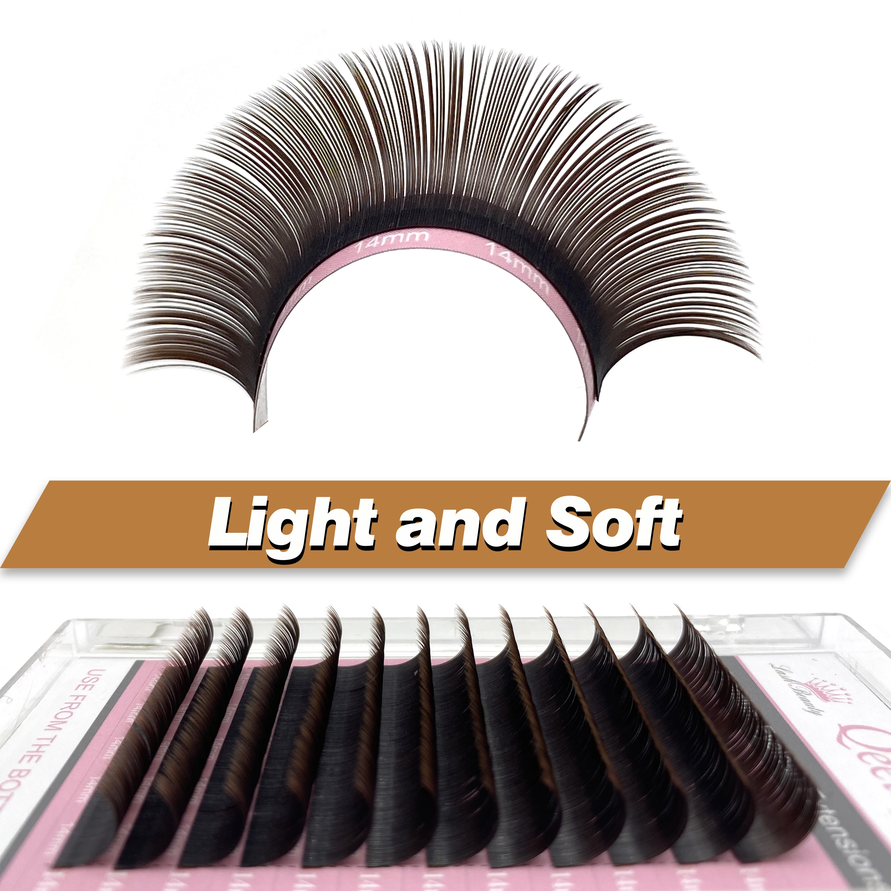 Qeelasee New Arrival 10 PCS Brown Matte Flat Eyelash Extension Mink False Ellipse Lashes Split Tips Supplies 4