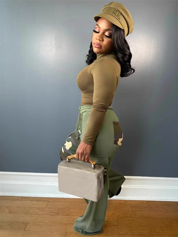 Wmstar Jeans Women Camouflage High Waist Boy Friend Straight Cargo Pockets Pants Korean Streetwear Wholesale Dropshipping 2025