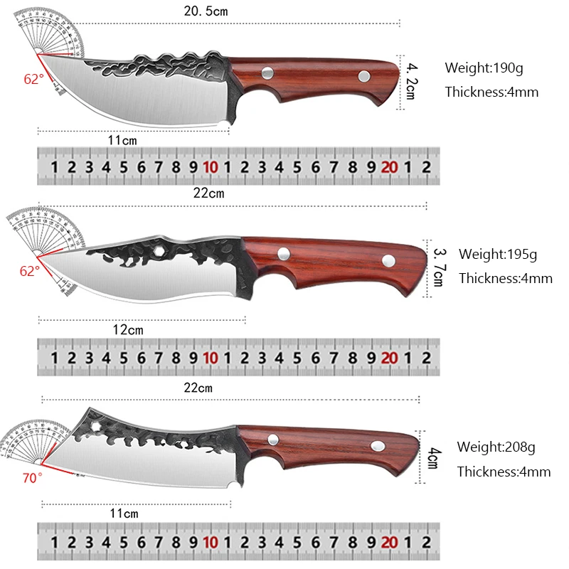 Forged Kitchen Cleaver Sharp Boning Knife Butcher Knife Barbecue Meat Cutting Fishing Utility Knife with Gift Sheath