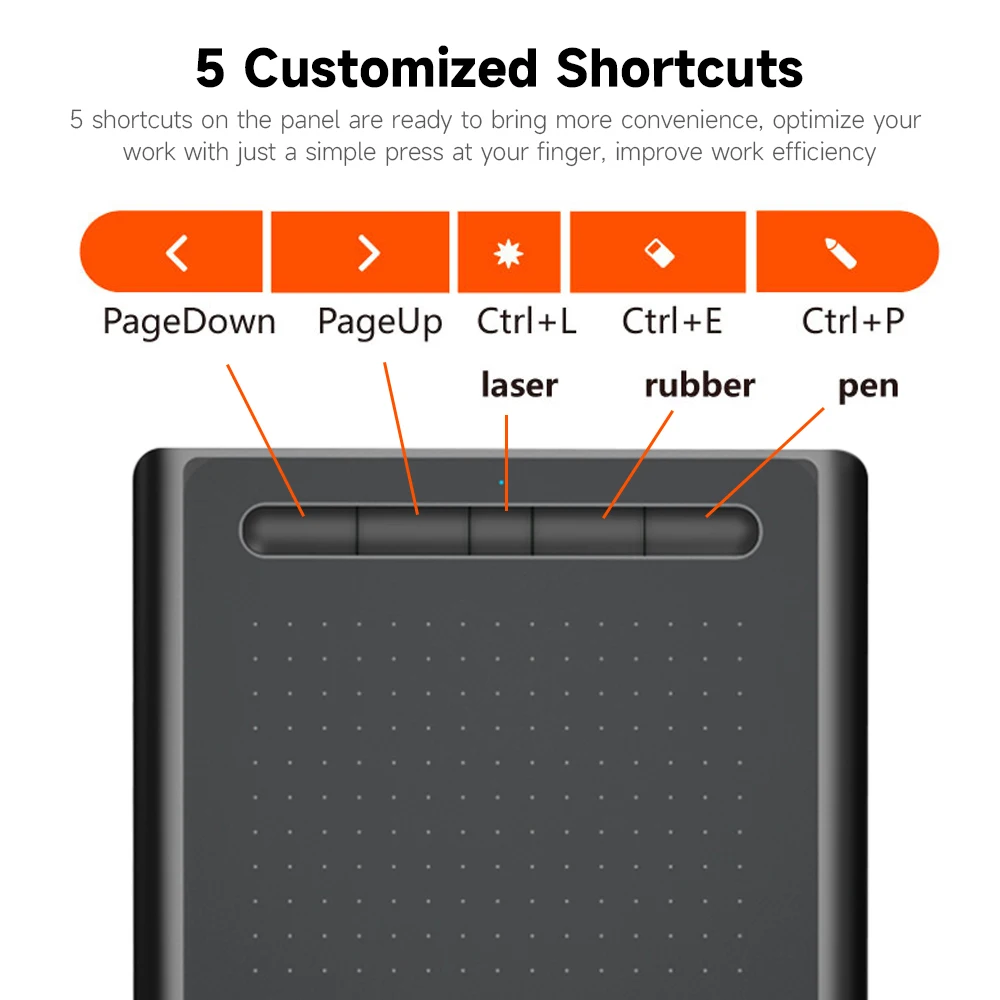 그래픽 태블릿 드로잉 태블릿, 8192 레벨 압력 감도, 5080LPI 해상도, 230PPS 판독 속도, 2.4G/BT 연결, WP9625N