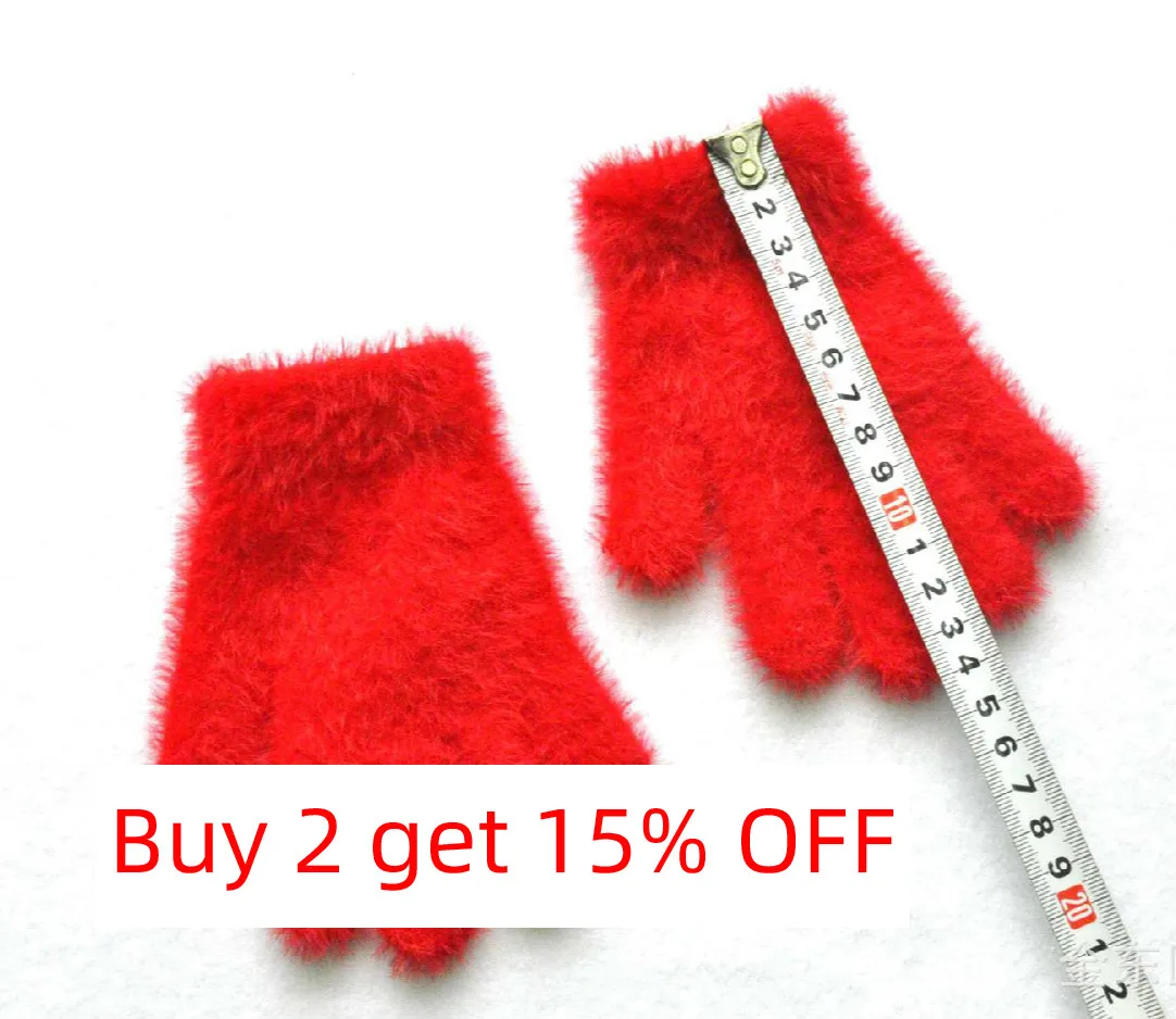 3-6 Years Old Winter Gloves for Child Solid Imitation Mink Hair Five Fingers Mittens Kindergarten Keep Warm Soft Knitting Glove