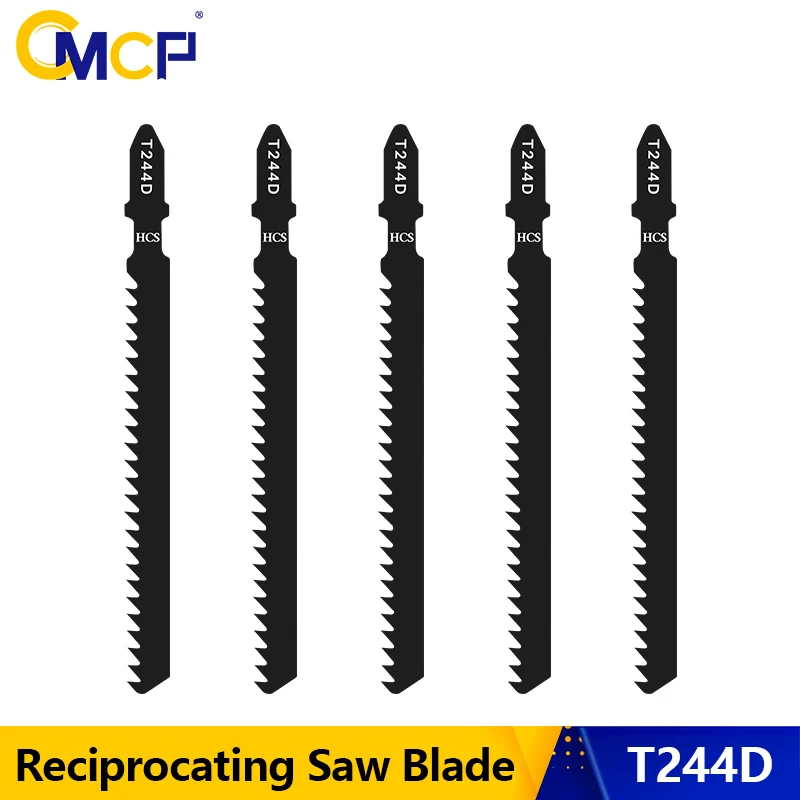 

CMCP 5pcs T244D Jig Saw Blade HCS T Shank Jigsaw Blade Saber Blades for Cutting Wood Plastic Reciprocating Saw Blade
