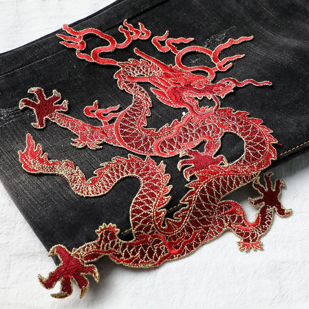 Stickerei Drachen Dekorative Patch für DIY, Nähen auf Kleidung, Ethnische Stil, Klassische Dekorationen, Kleidungs stück Accessoires, 1 PC