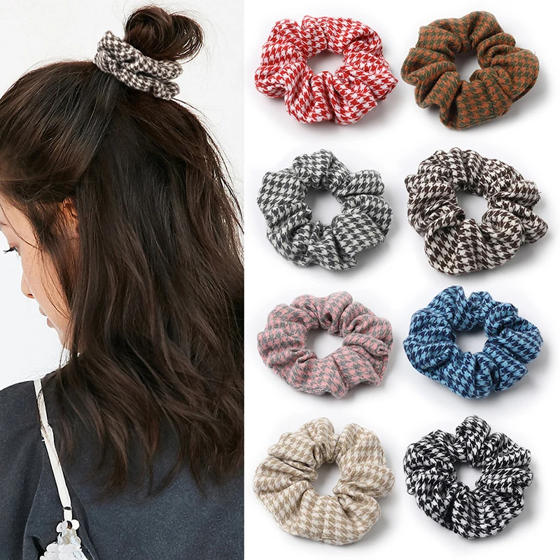 

Cotton Plaid Hair Scrunchies Rope Elastic Hair Bands for Girls Women Preppy Ponytail Holder hair ties Accessories