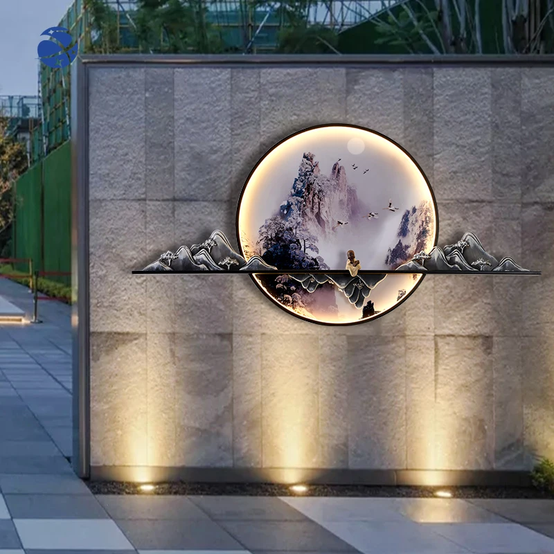 

Yun Yi Solar Outdoor Mural Lamp Creative Circular Landscape Waterproof Mural Villa Courtyard Decoration Painting