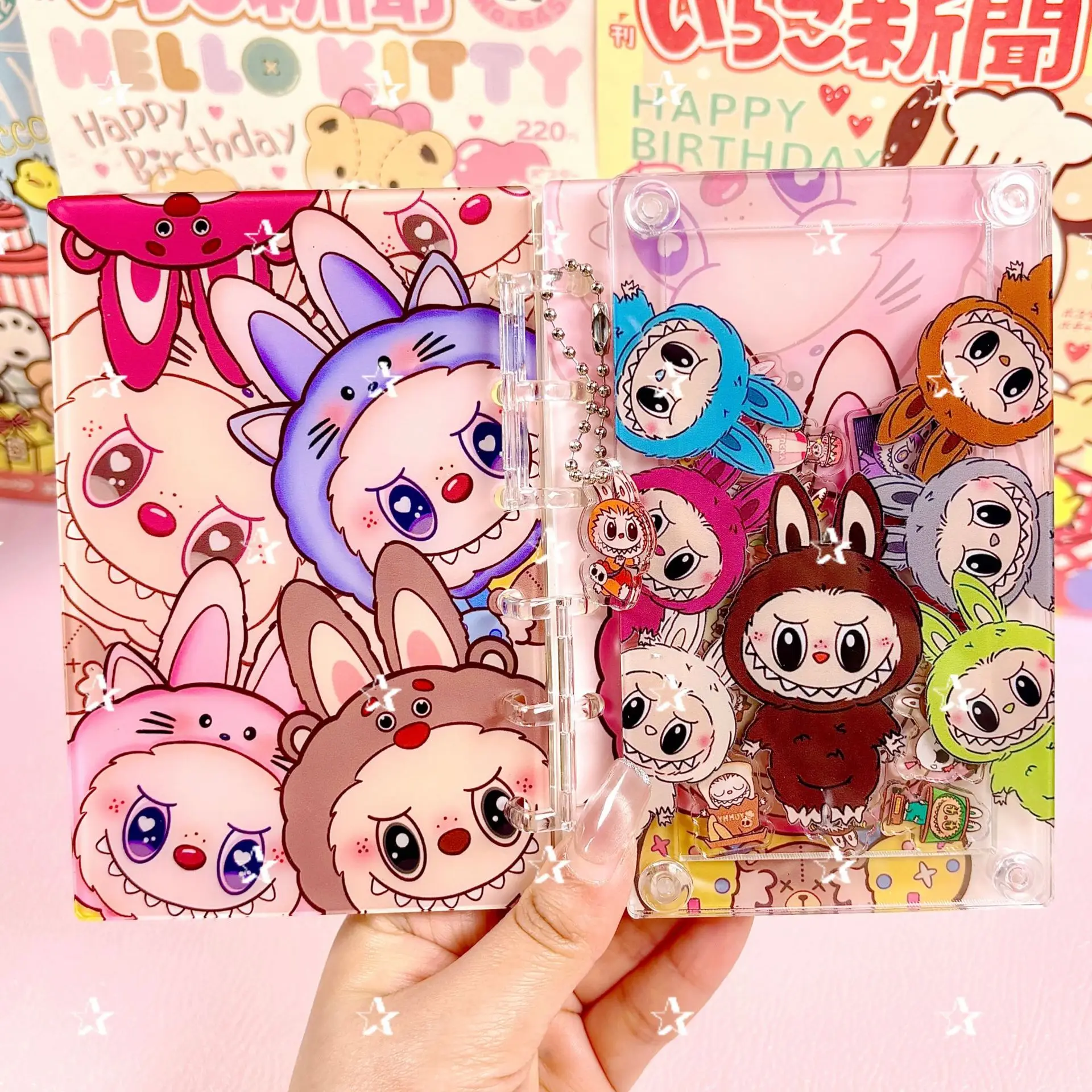 Super Cute Labubu Rocking Notebook A7 Loose Leaf Notebook Cute Girl Heart High Looks Anime Student Diary