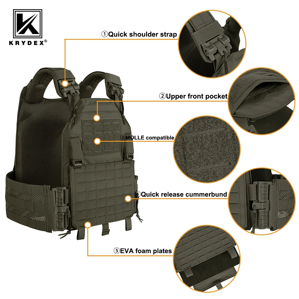 KRYDEX 500D kamizelka taktyczna do cięcia laserowego MOLLE LAVC talerz klamra z mechanizmem szybkiego uwalniania Airsoft walki Paintball CS kamizelka