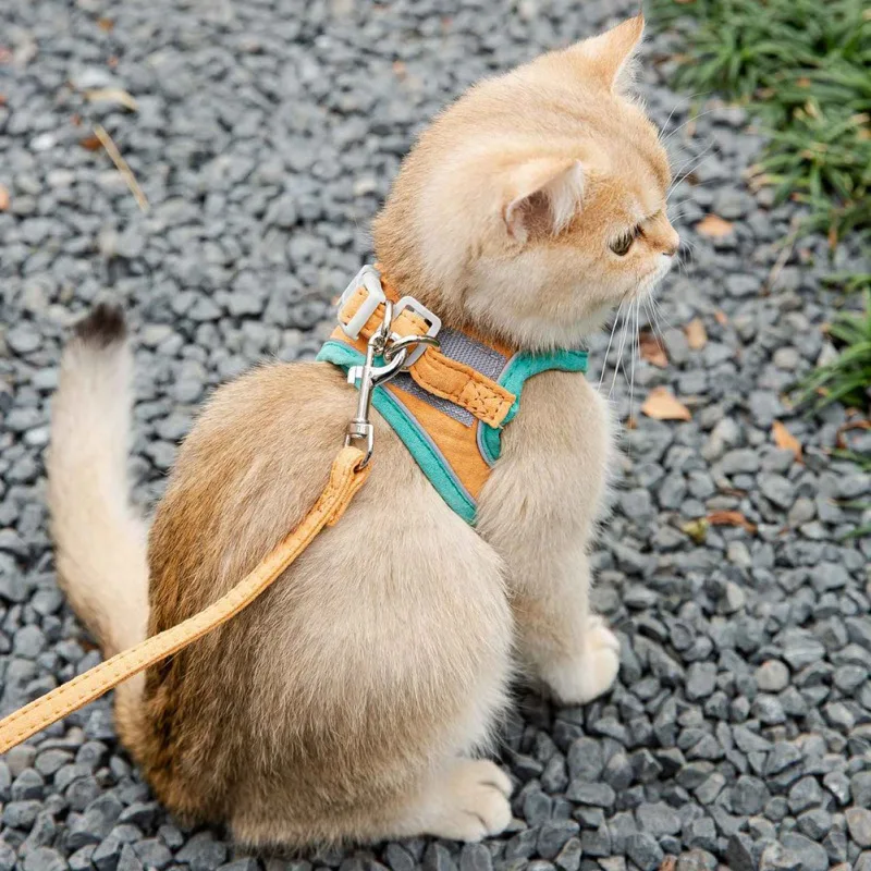 

Adjustable Cat Harness Leash Set with Reflective Dog Cat Vest Pug Leashes Walking Tools Walk Out Lead Product Pet Accessories