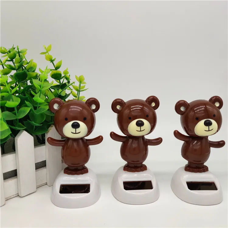 Solar Bear Dancing Toys Shaking Head Toy For Car For Automotive Interior Dolls Windowsill Desk Holiday Fun Kid Toy Gift