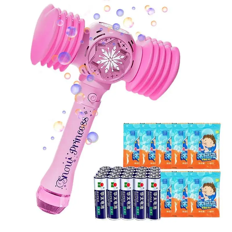 

Automatic Bubble Machine Hammer Shape Bubble Blower With 10 Holes Cartoon Bubble Maker Toys Reusable Outdoor Handheld Toys