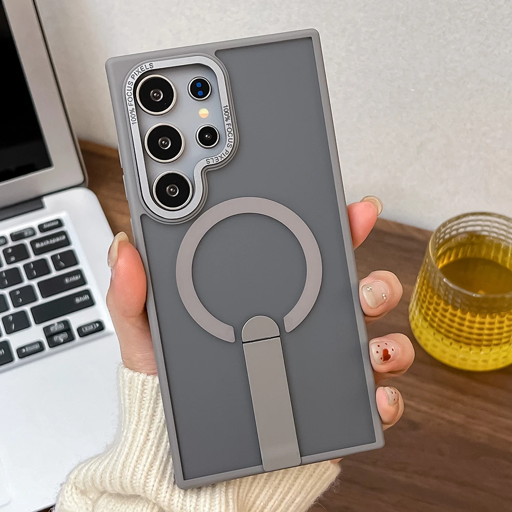 Frosted Magnetic Fold Stand Holder Case with Magsafe Wireless Charging Compatibility