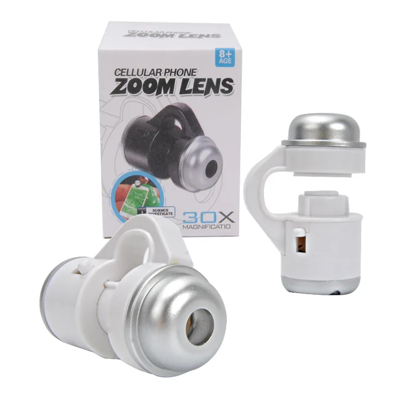 Enhanced Portable Mobile Phone Magnifier with 30X Glass Lens and Illuminant Identification Loupe