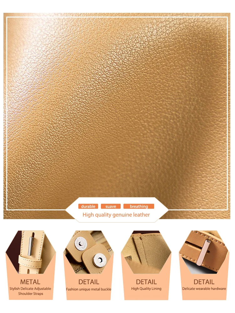 Zency New Split Leather Casual Shopper Shoulder Bag Commuter Large Bucket Handbag Simple High Quality Women Tote Underarm Bag 6