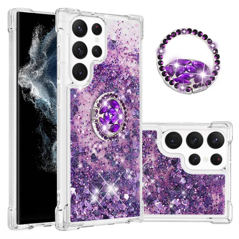 Shockproof Liquid Case For Samsung Galaxy S22 Ultra S21 Plus S20 FE A73 A53 A13 A52 A72 A32 A33 Quicksand Glitter Ring Cover silicone cover with s pen