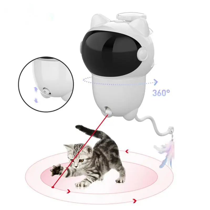 인터랙티브 스마트 고양이 장난감, LED 레이저 실내 애완동물 장난감 액세서리 (고양이와 강아지에게 적합), 자동 고양이 장난감