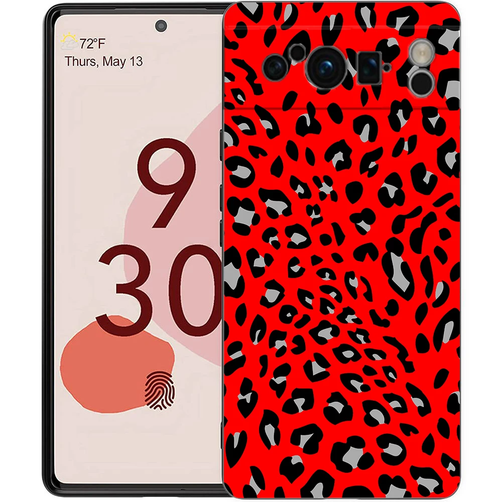 Leopard Print Pattern Soft Silicone Shockproof Phone Case - Black Cover s