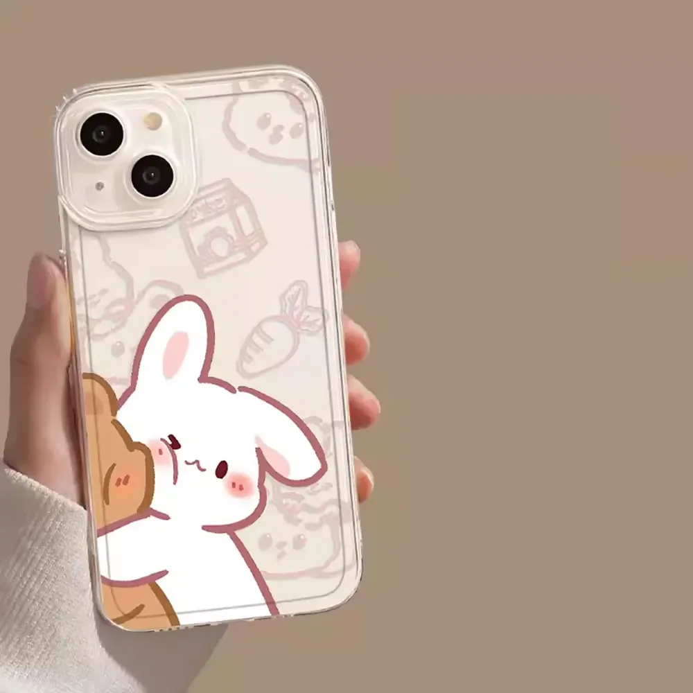 Adorable Bunny Bear Couples Soft Phone Case