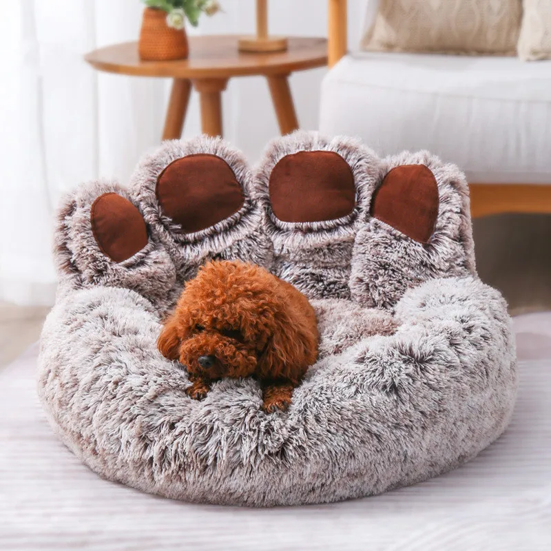 

Pet Bear Paw Shape House Small Dog Bed Teddy Kennel Washable Cat Bed Comfortable Deep Sleep Warm Winter Big Cushion for Dogs Mat