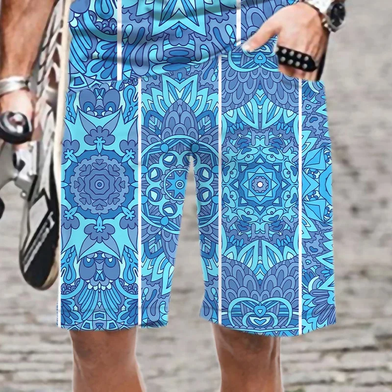 Harajuku 3D Ethnic Exotic Patterns Printed Beach Shorts Men Summer Vintage Swim Pants Fashion Streetwear Cool Trunk Board Shorts 3