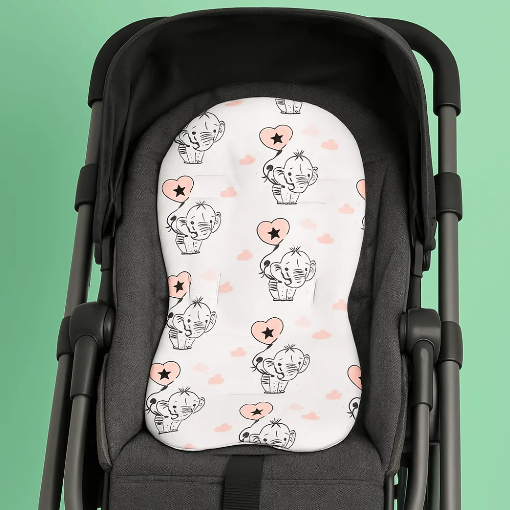 Soft Baby Stroller Cushion Cartoon Printed Breathable Baby Pram Seat Mat Car Seat Comfortable Dining Chair Cotton Pad