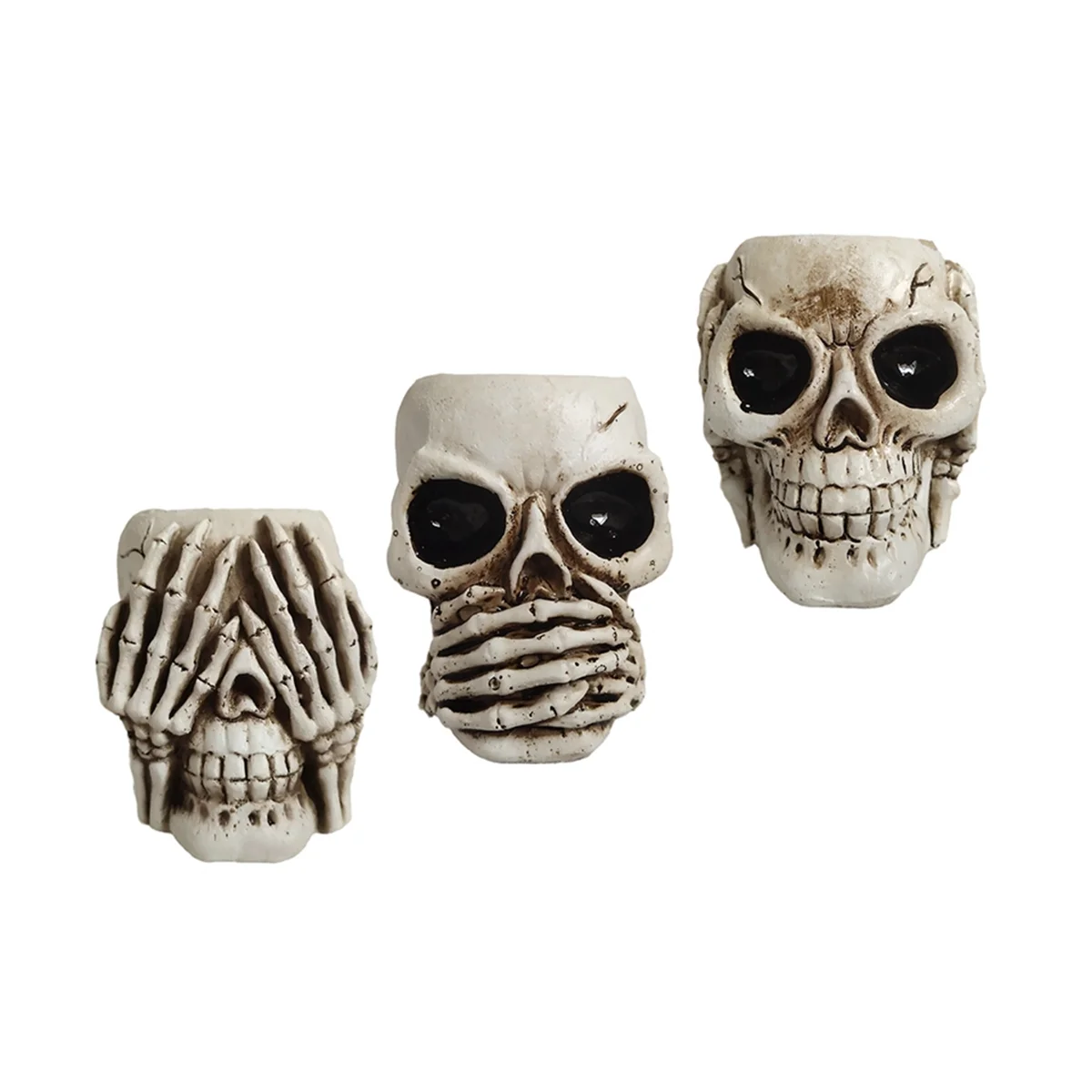 Skull Head Flower Pots Gothic Skeleton Planter Container Office Planter Succulent Plant Organizer Halloween Ornament