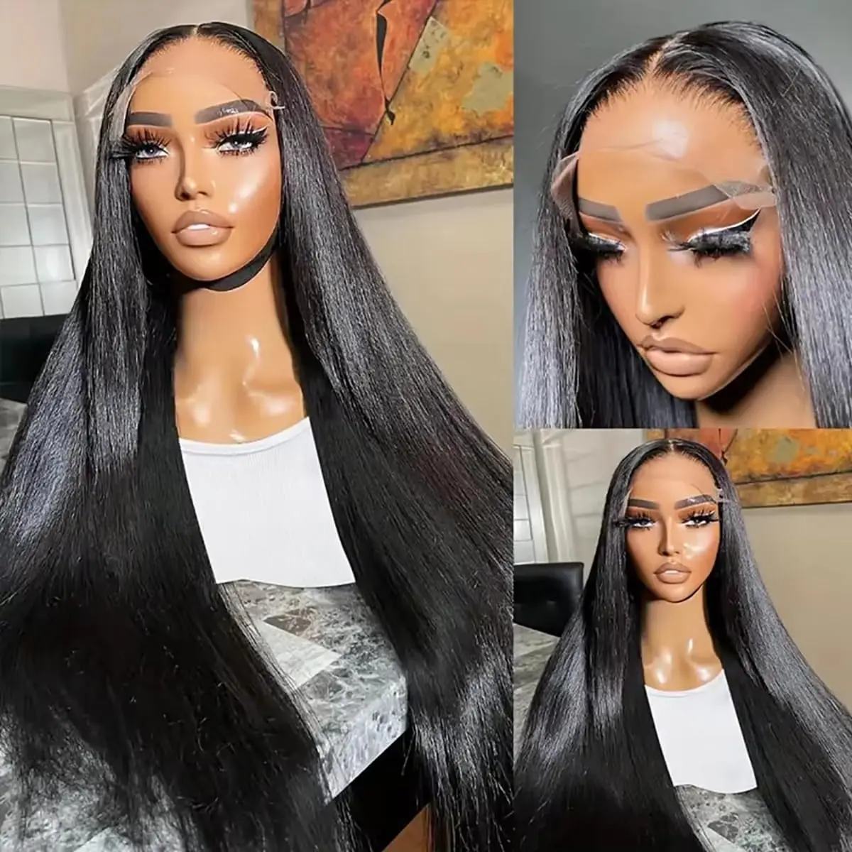 13x4 Straight Human Hair Wig 24 Inch 5x5 HD Lace Front Wigs Human Hair for Women Glueless Wigs 13x4 Frontal Wigs 200% Density