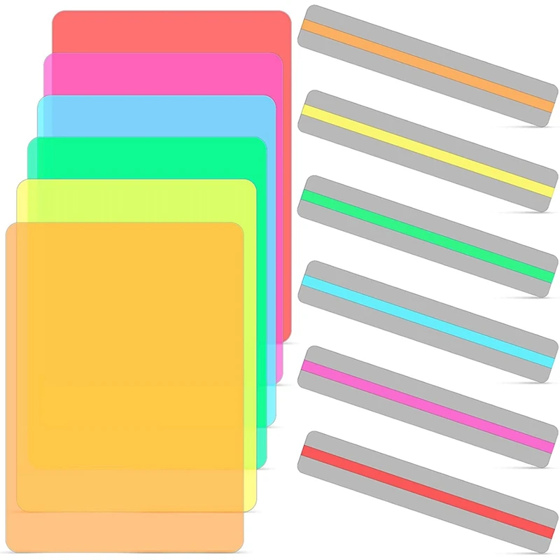 

12 шт. набор полосок для чтения с наведением, цветные накладки, инструменты для Dyslexia, светофильтр, пластиковые листы, закладки