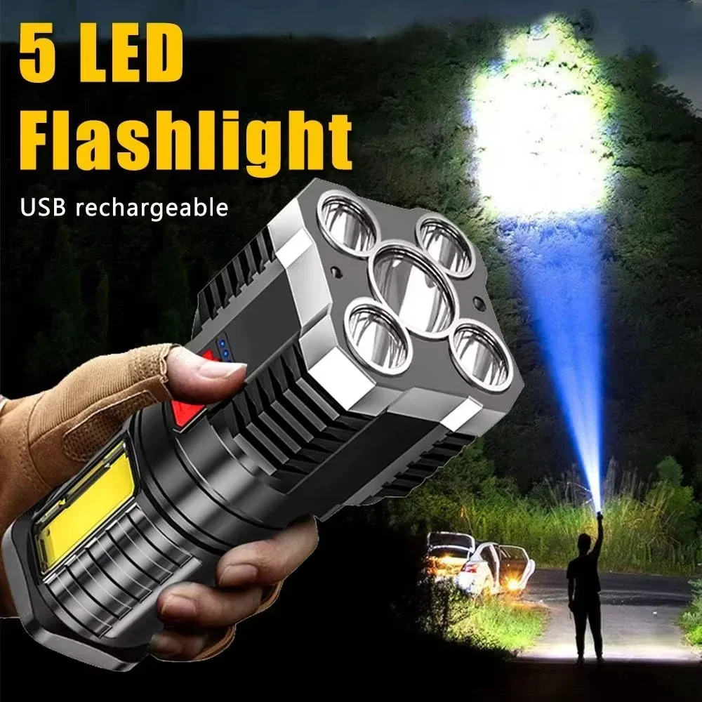 H5LED 고출력 LED 손전등 캠핑 모험 야외 활동을 위한 측면 조명 3가지 조명 모드가 있는 충전식 캠핑 스포트라이트