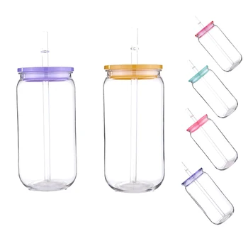 6 bicchieri di plastica PET da 16 once dotati di coperchio colorato sostituibile e cannuccia possono contenere succhi di soda, bevande, latte, tazze di alta qualità 1