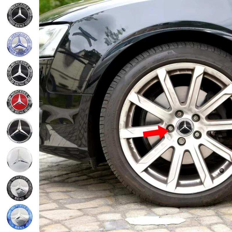 4개 세트 56mm 60mm 65mm 자동차 로고 휠 센터 자동차 액세서리 (메르세데스-벤츠 AMG W204 W124 W205 W203 W211 W201 W108 W210용) 재떨이