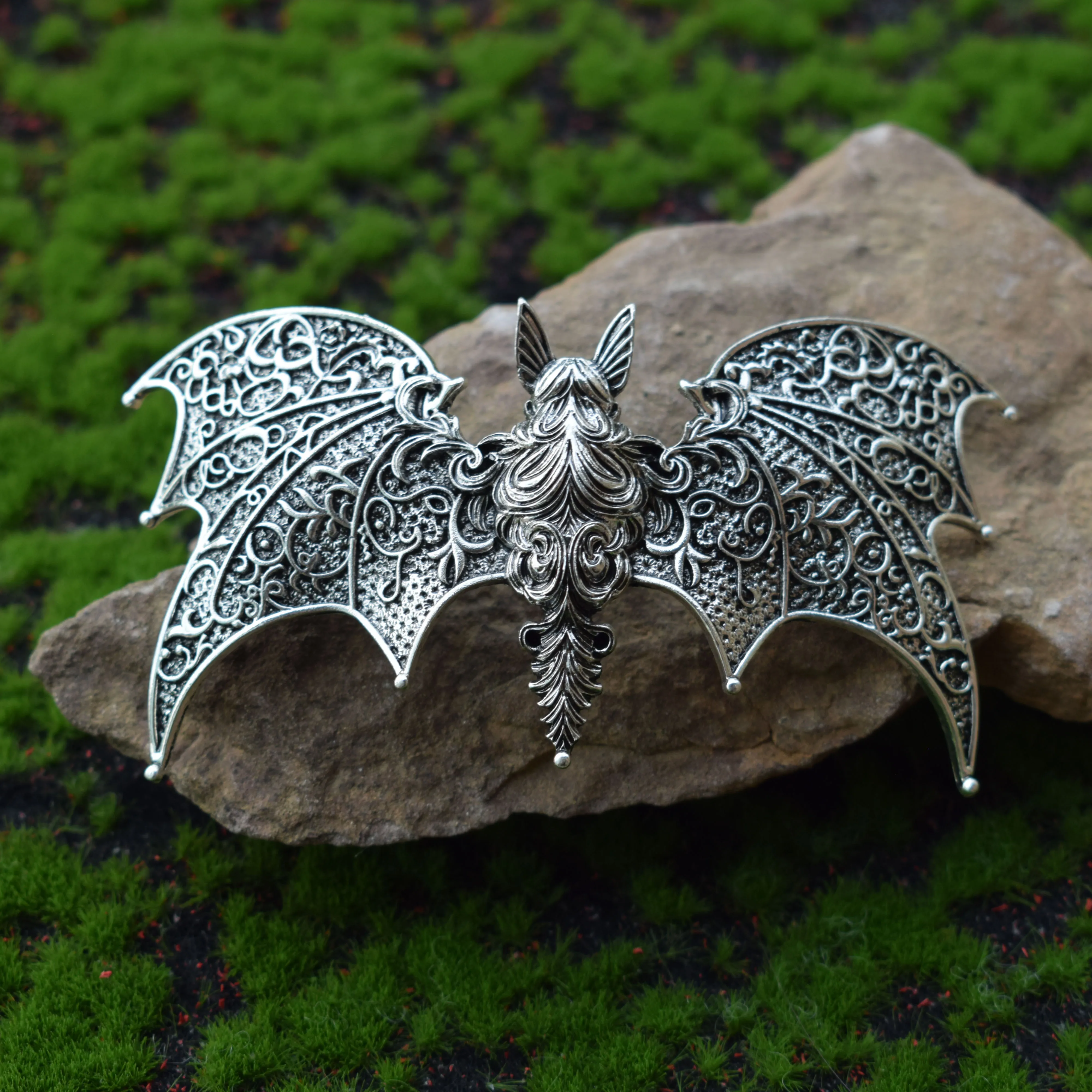 Forcine Goth Ali Di Pipistrello Argento - Confezione Da 2 - Accessorio Capelli Halloween E Stile Dark - Foto 11