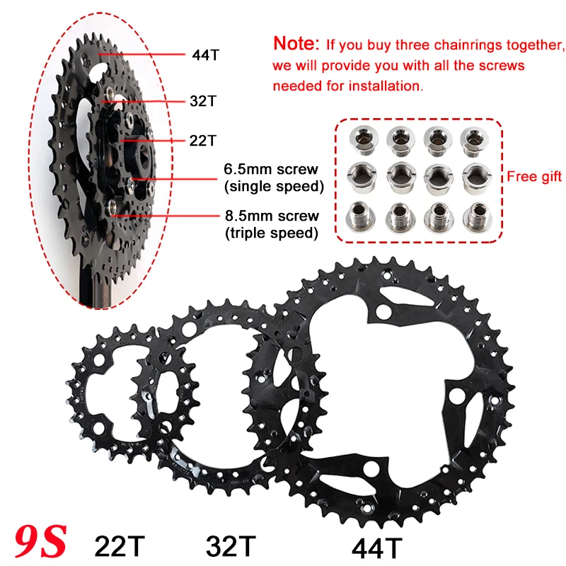 Description Picture 2 of itemBUCKLOS 104/64 BCD Bike Chainring 3*9speed 3*10speed Mountain Bike Chainring Triple MTB Chainwheel 27S 30S Bicycle Crown