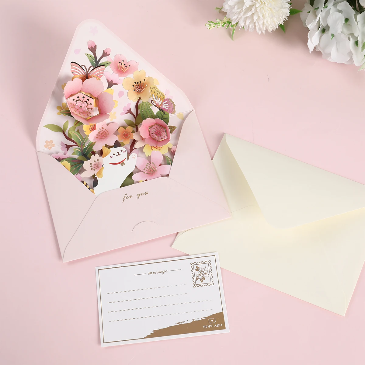 3D Pop Up Flower Birthday Greeting Card Gift Greeting Cards For Birthday Wedding with Envelope Blessing Postcard Party Gifts