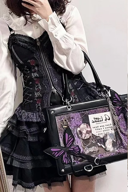 Butterfly Ita Bag For Women - Y2K Tote & Crossbody Shoulder Bag With Clear Window For Pins - View #6