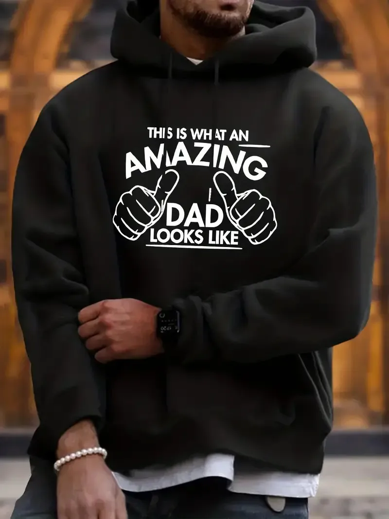 

Men's Casual Hoodie with Kangaroo Pocket Funny Graphic Design And Comfortable Material Sweatshirt Top O-Neck Fleece Warm Hoodies