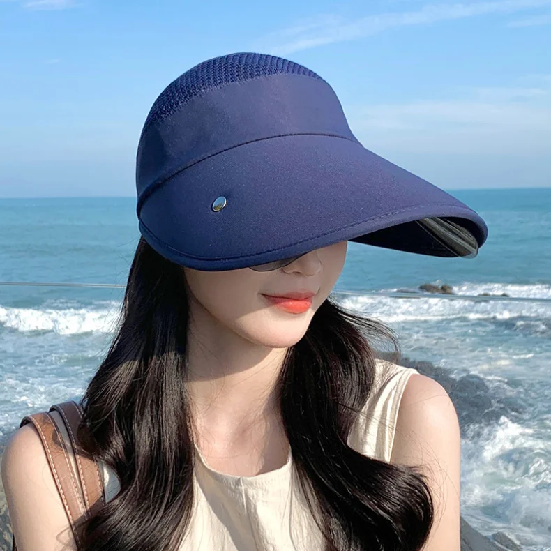 Gran oferta de sombrero de verano para mujer, con gafas de sol, de 13 cm, de ala grande, transpirable, para exteriores, con parte superior vacía, con cinta mágica ajustable, para viajes y playa_voghion.com