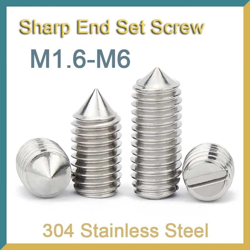 10pcslot304StainlessSteelA270SlottedHeadConePointGrubSet