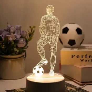 LED 3D Football Theme Table Lamp USB Plug Bedroom Bedside Creative Book Lamp Sports Enthusiasts Gift Decorative Night Light 2
