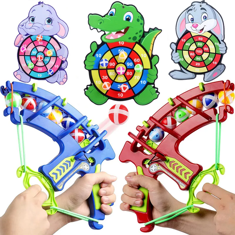 

Montessori Dart Board Slingshot Target Sticky Ball Dartboard Catapult Throw Sport Game Educational Child Outdoor Games for Kids