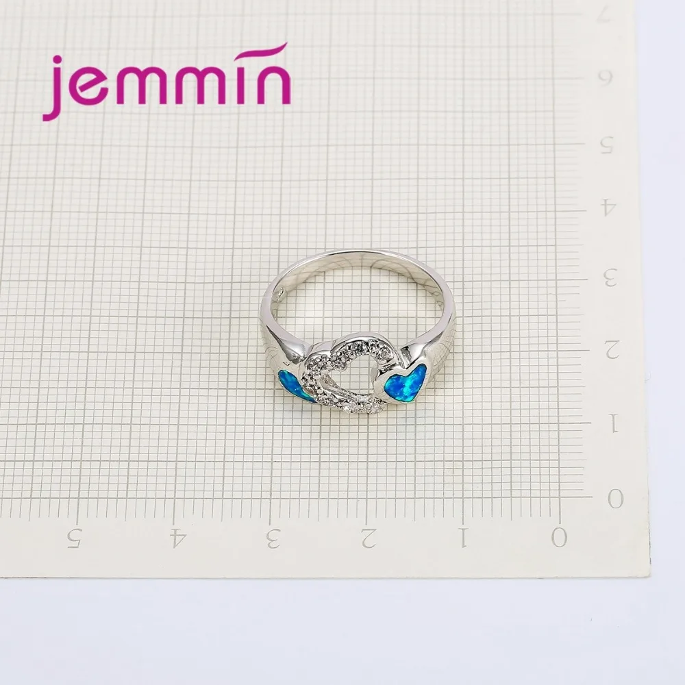 Trendy Heart Blue Opal Ring for Women Femme Promise Ring High-End 925 Sterling Silver Jewelry Fashion Jewelry Gift 2
