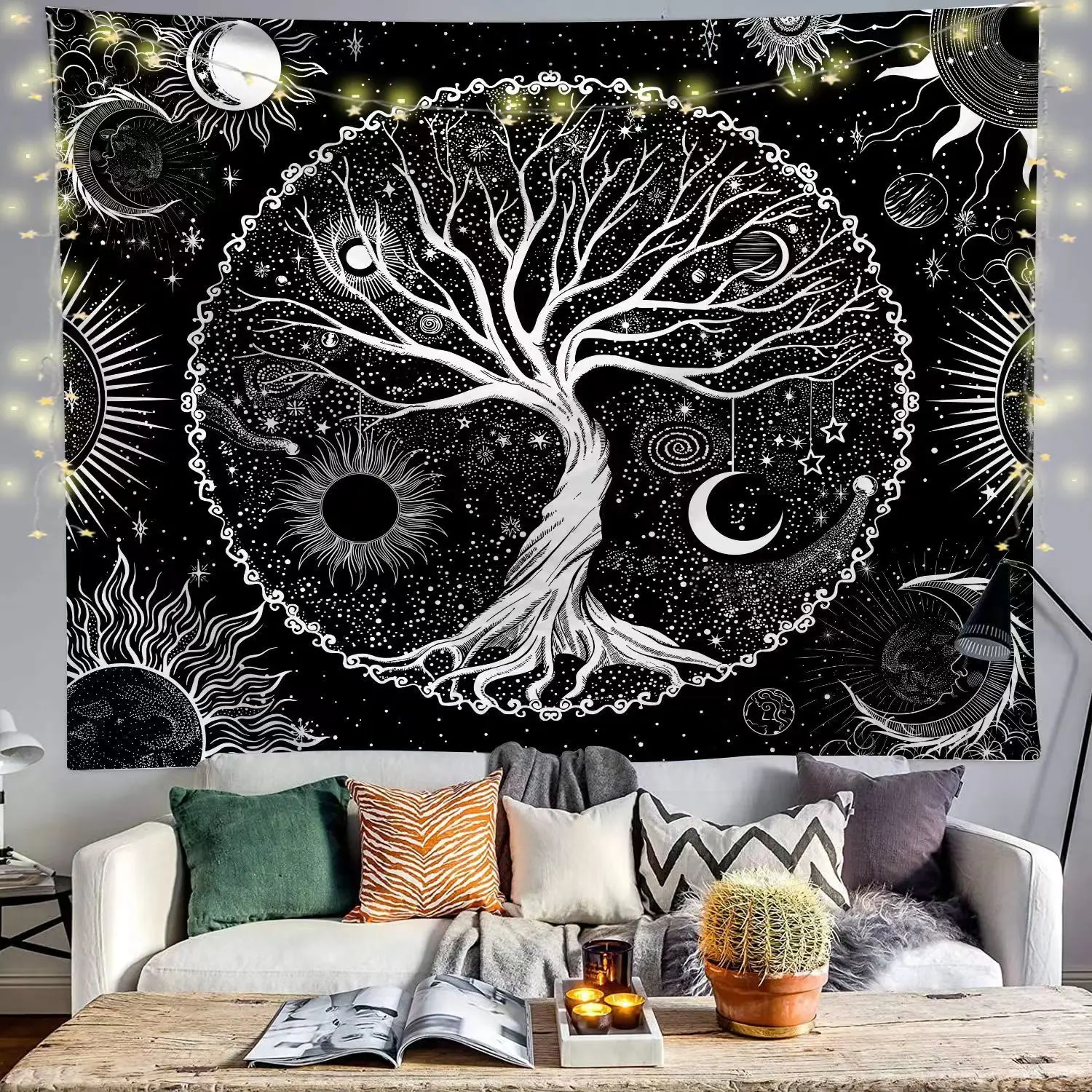 A Set Of Bohemian Style Tree Of Life Sun And Moon Elements Tapestry Decor Tapestry Decor