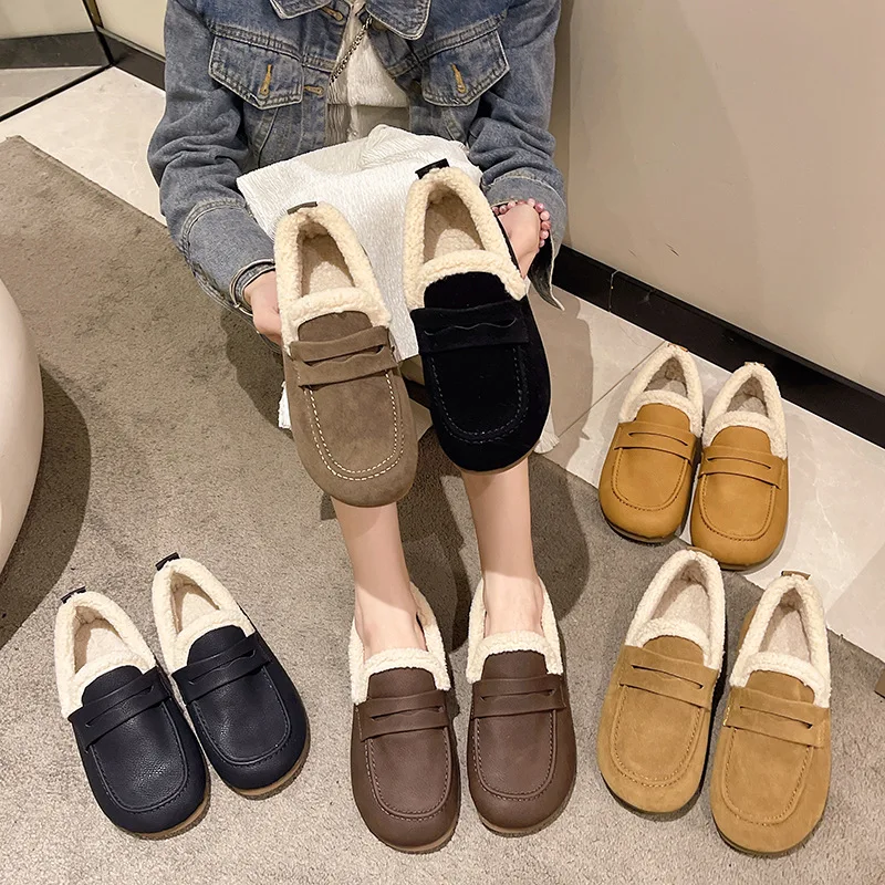 

Туфли женские с круглым носком, повседневные Мягкие кроссовки без шнуровки, удобная зимняя базовая обувь, без застежки, на шнуровке, большие размеры