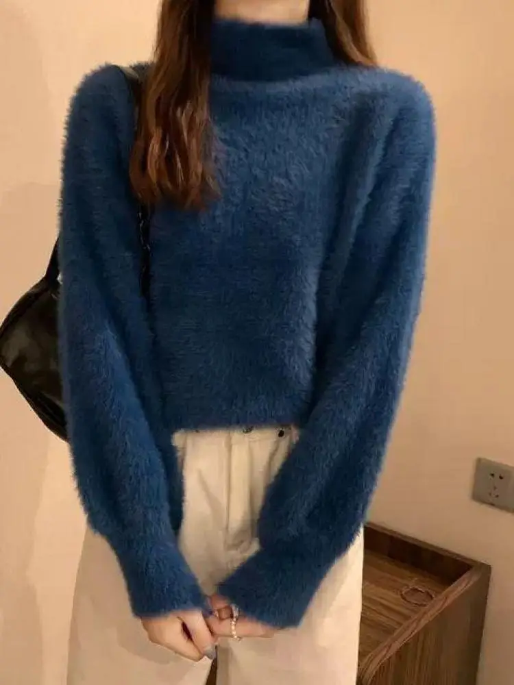 Winter Imitate Mink Wool Hot Fleecing Female Turtleneck Thicken Elastic Casual Sweater Women Knitted Tops Pullovers Soft  Warm 5