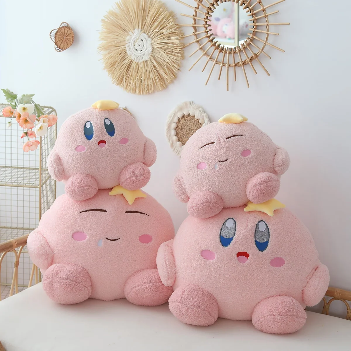 

Kirby Plush Cushion Kawaii Room Deocr Anime Peripheral Stuffed Doll Kirby Image Flannel Blanket Nap Quilt Bedside Pillow Gifts