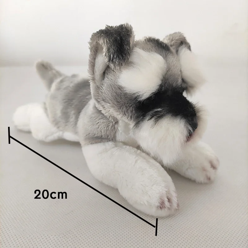 Kawaii Lying Pose Schnauzer Dog Plush Toy Small Soft Simulation