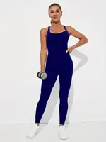 Seamless Women's Yoga Jumpsuits Racerback Strappy Back Athletic One-Piece Bodysuits for Gym & Workout Activewear - Image 3