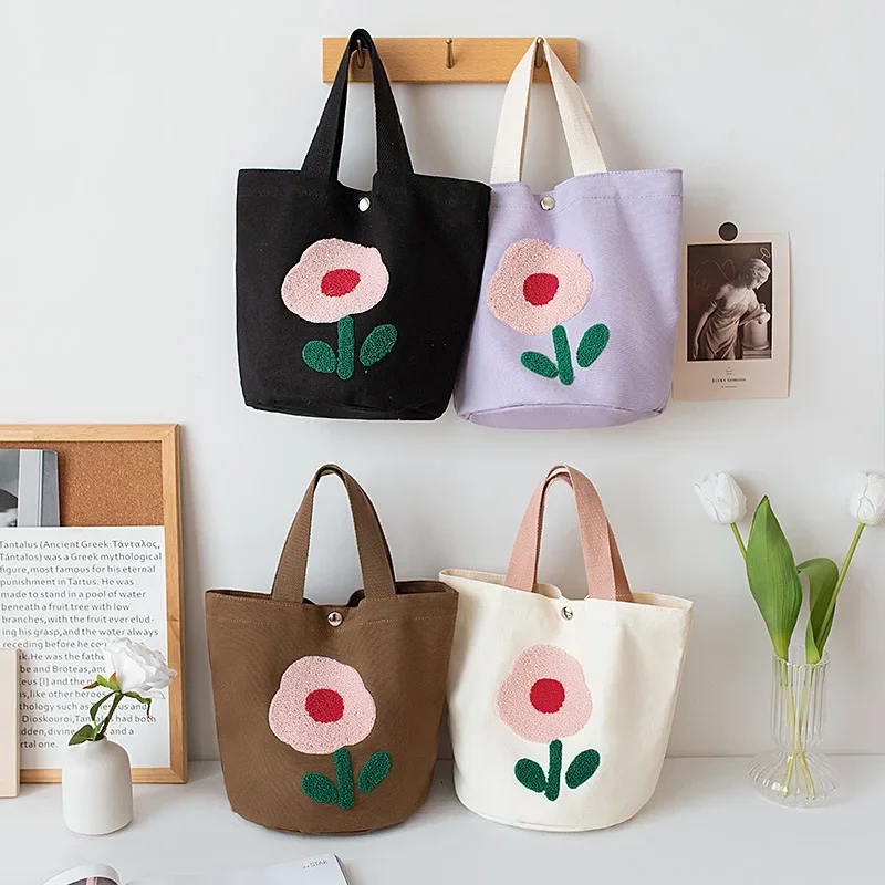 

Cute Flower Canvas Bag Ladies Handbags Girls Small Bag Top-Handle Bags Sac A Main Femmes Tote Bags Woman Bag Lunch Bag