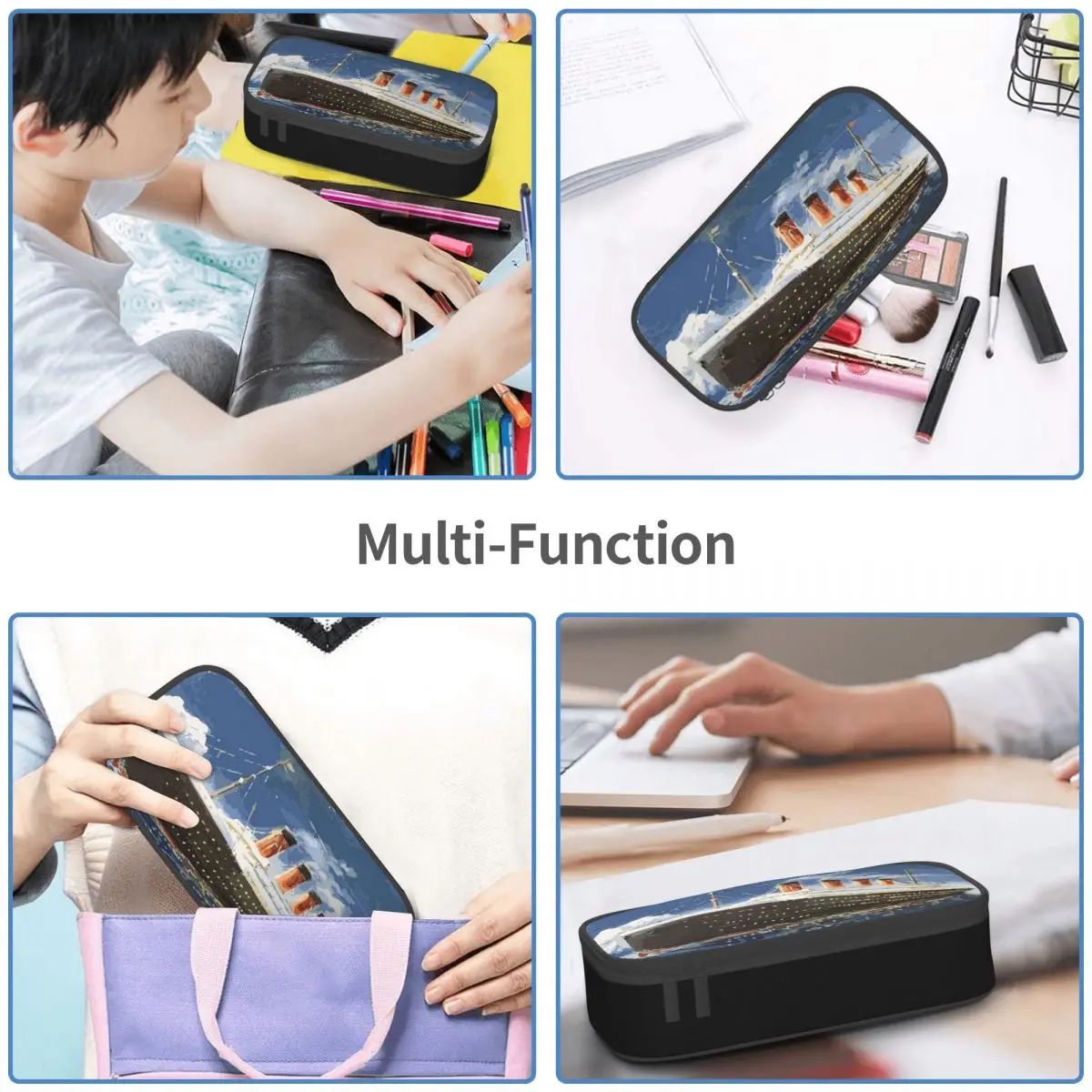 Pencil Cases Large Capacity Pen Bags Pen Box Pencil Pouch For Boys Girls Students Titanic
