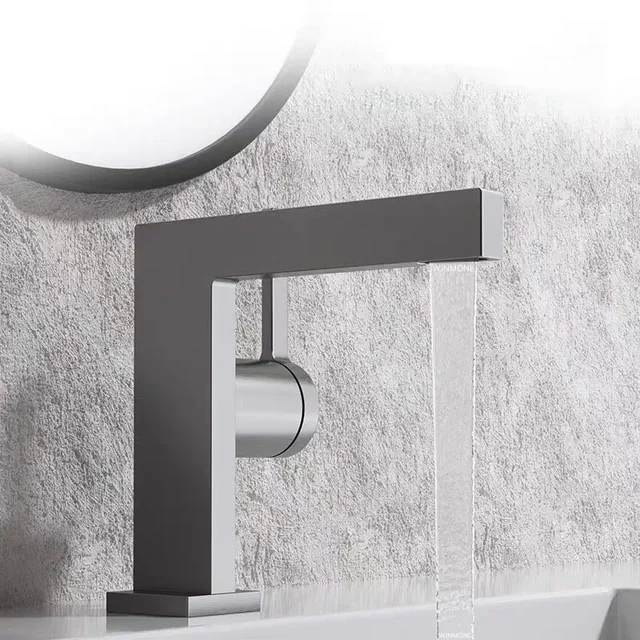 ก๊อกน้ำทองเหลืองซิงค์ห้องน้ำผิวด้านที่ทันสมัยใหม่ก๊อกน้ำอ่างล้างหน้าสีทองขัดเงาก๊อกน้ำผสมน้ำร้อนและเย็น ก๊อกน้ำอ่างล้างจานแบบหลุมเดียว 3